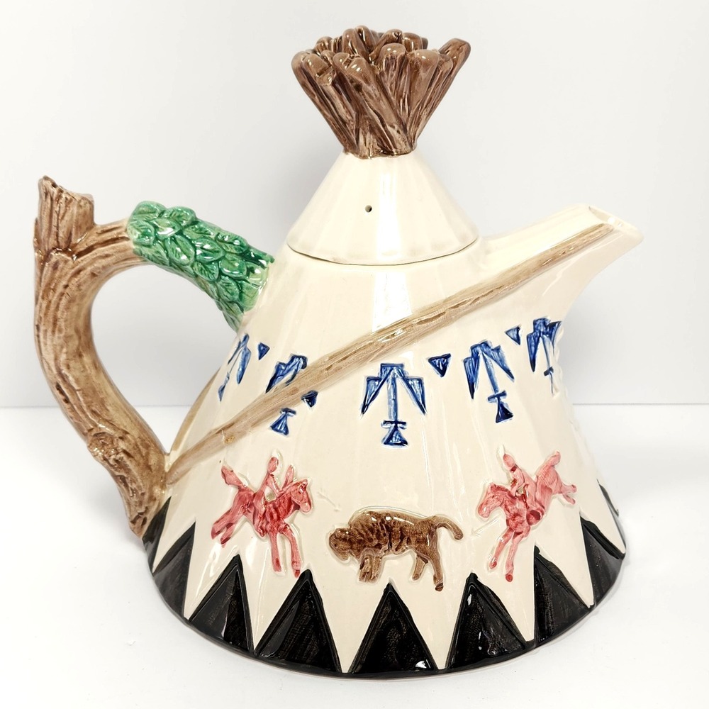 Vintage Native‎ American Tee Pee Style Teapot 7" Base Made by Omnibus Japan 34oz